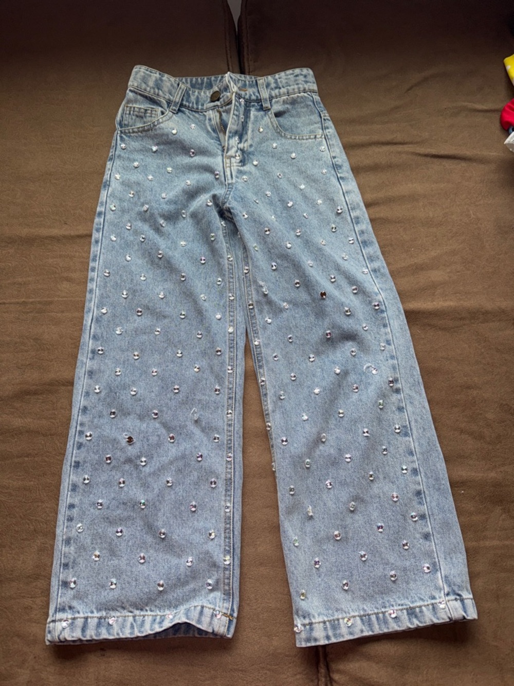 Lola + The Boys Light Blue Embellished Wide-Leg Jeans